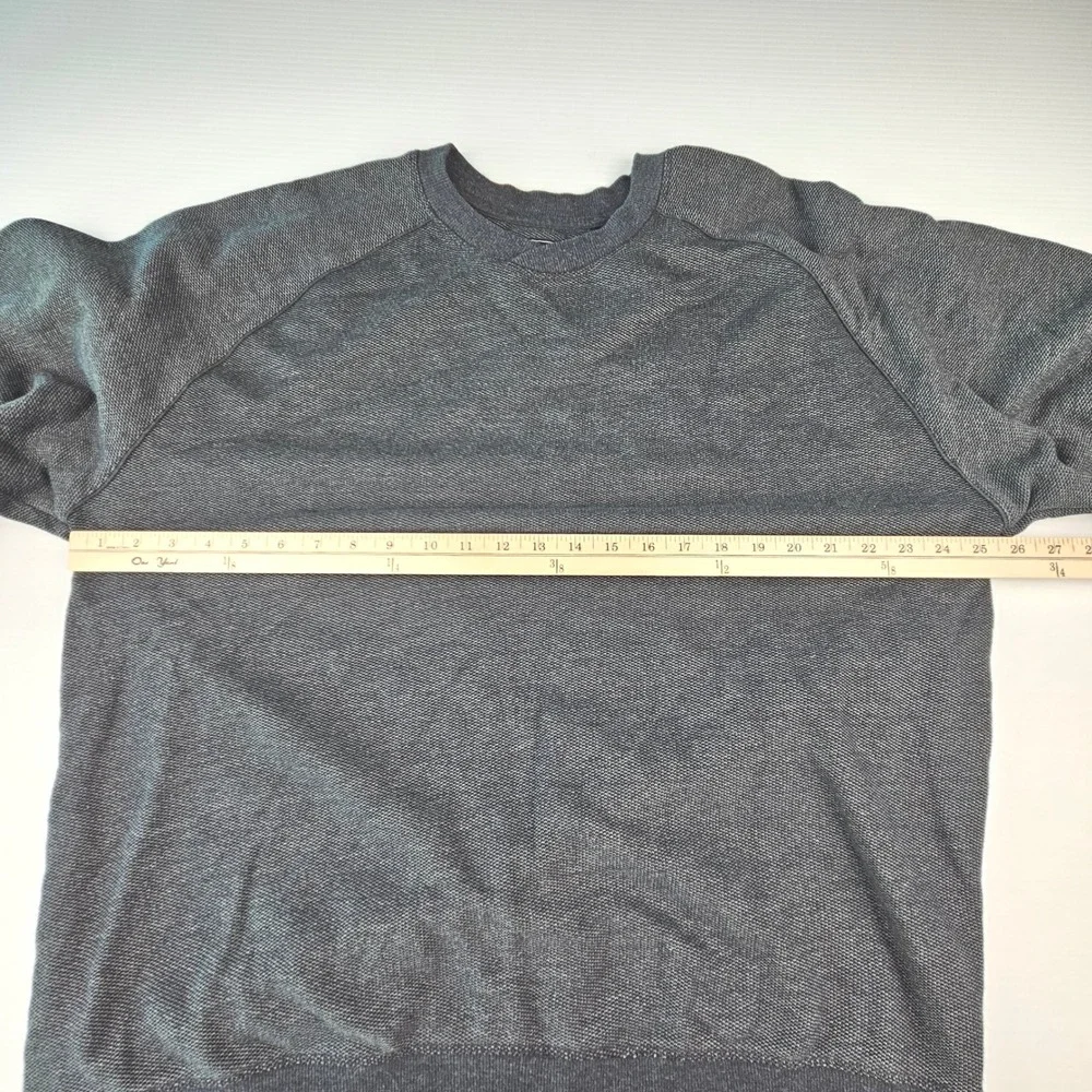 Greg Norman Mens XXL Gray Textured Raglan Crewneck Sweatshirt Shark Pullover